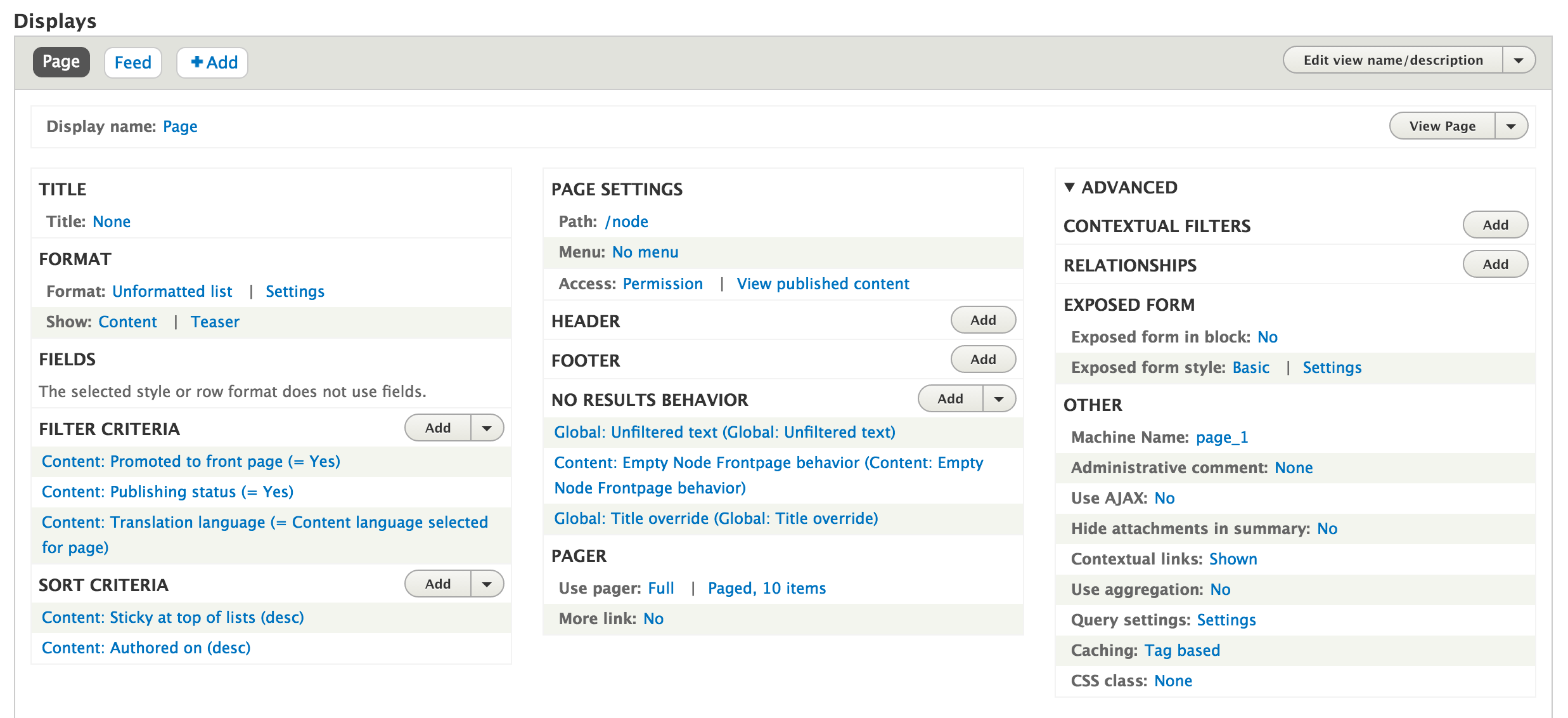 Drupal 8 Views interface