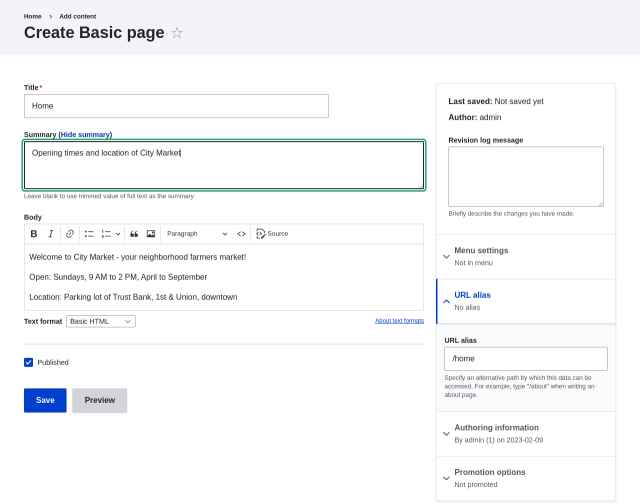 5.2. Creating a Content Item | Drupal 8, Drupal 9, and Drupal 10