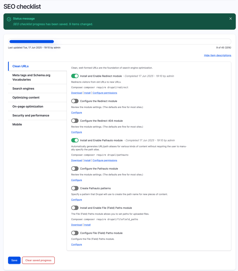 Screenshot of SEO Checklist