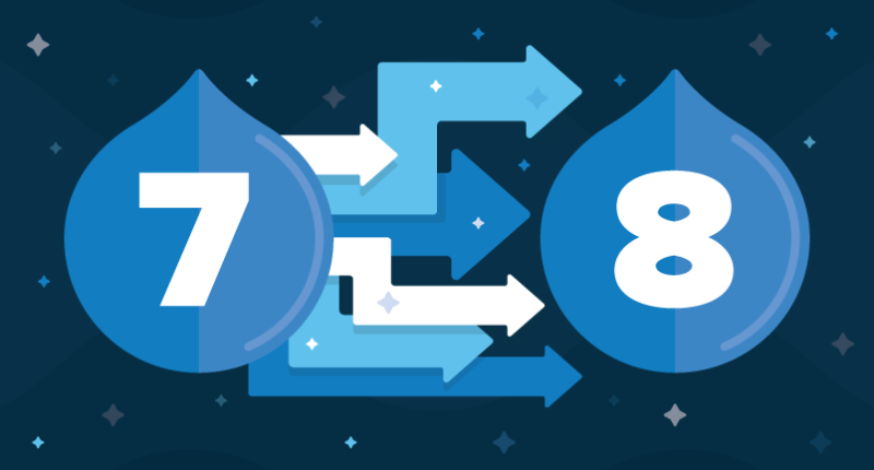 Illustration depicting migration of data from Drupal 7 to Drupal 8