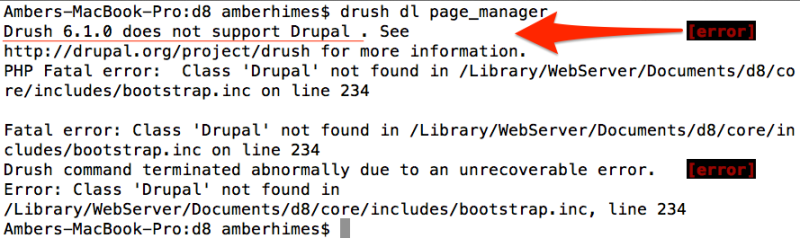 Drush 6.1.0 does not support Drupal 8.