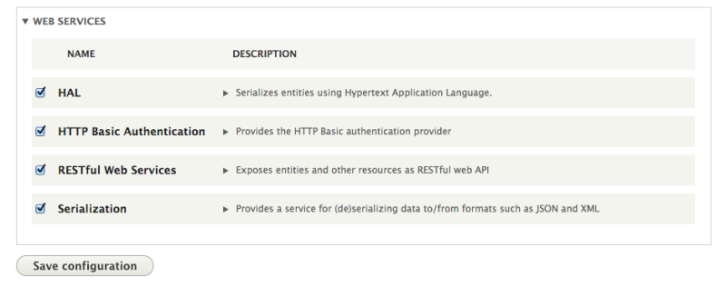 Web services module to enable