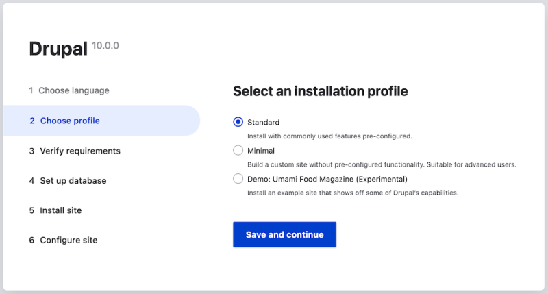 Choose an installation profile