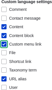 Custom language settings checklist